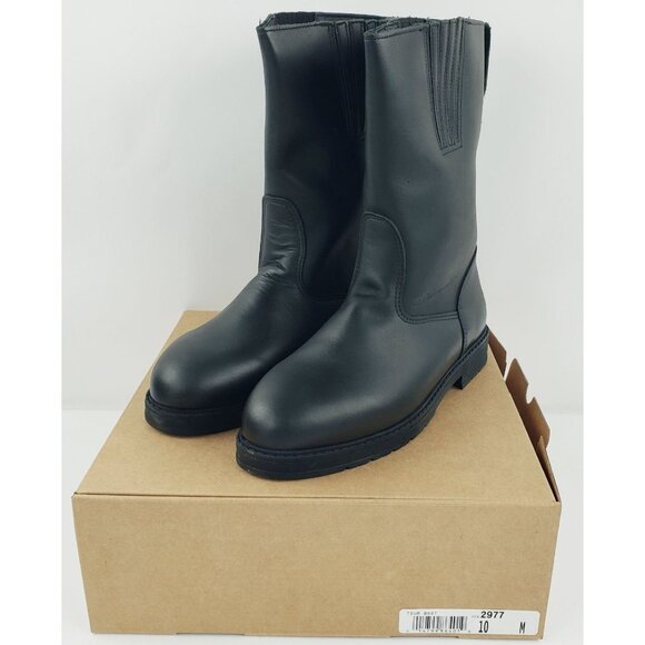 Cruiserworks Men Size 10 M Black Leather Classic Motorcycle Pull On Boots NEW - Picture 1 of 14